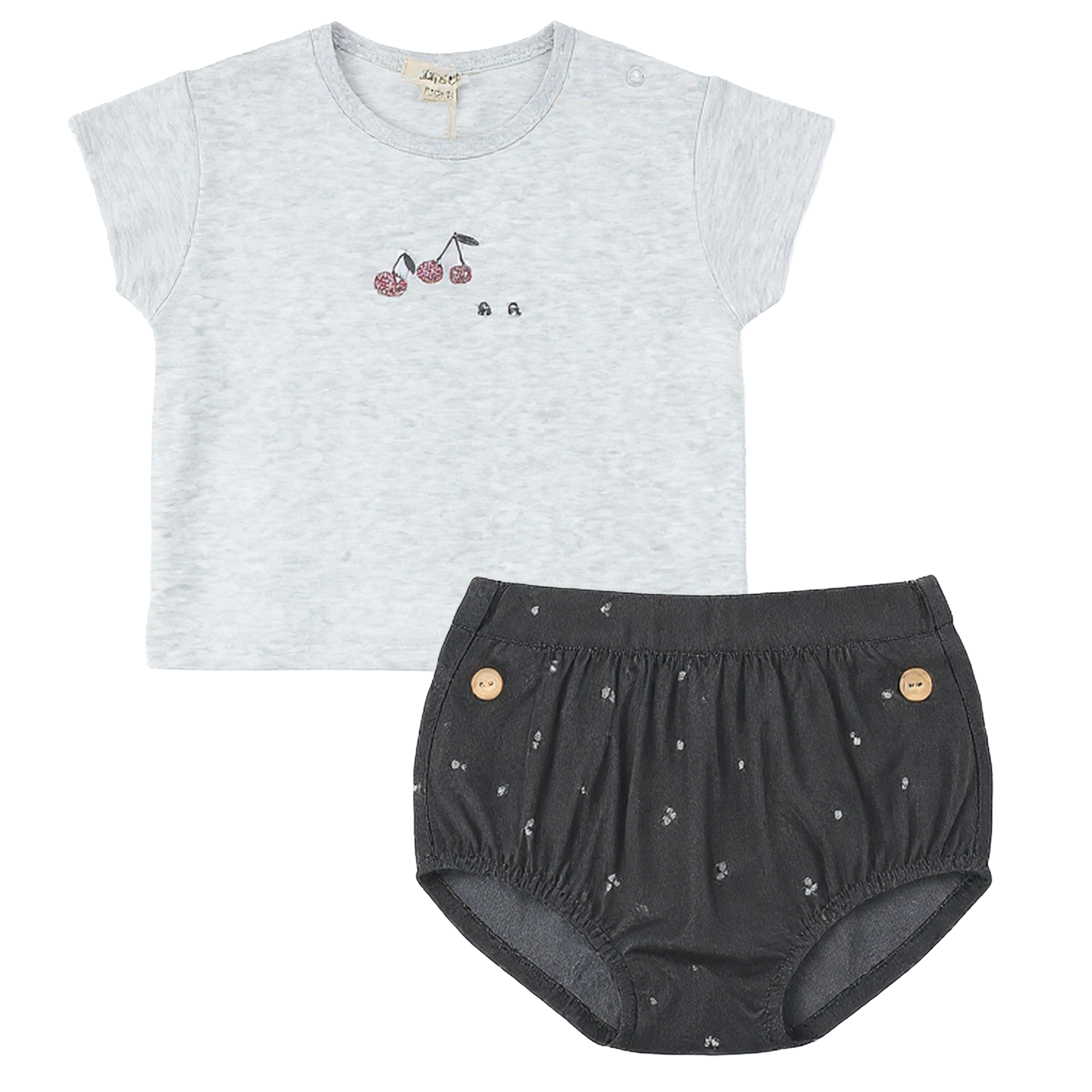 Cherry Woven Denim Panty Set