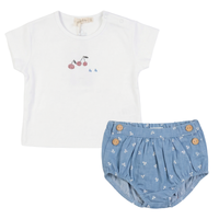 Cherry Woven Denim Panty Set