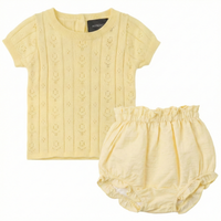 Baby Girl Set With Pointelle Knit Top
