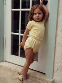 Baby Girl Set With Pointelle Knit Top