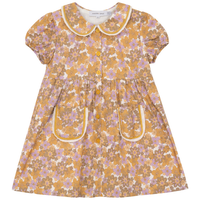 Girls Floral Woven Dress With Contrast Ruffle Trim