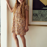 Girls Floral Woven Dress With Contrast Ruffle Trim