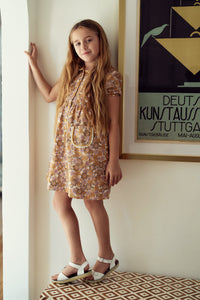 Girls Floral Woven Dress With Contrast Ruffle Trim
