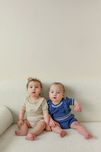 Boys Structure Knit Overall Short Set