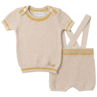Boys Structure Knit Overall Short Set