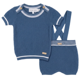 Boys Structure Knit Overall Short Set