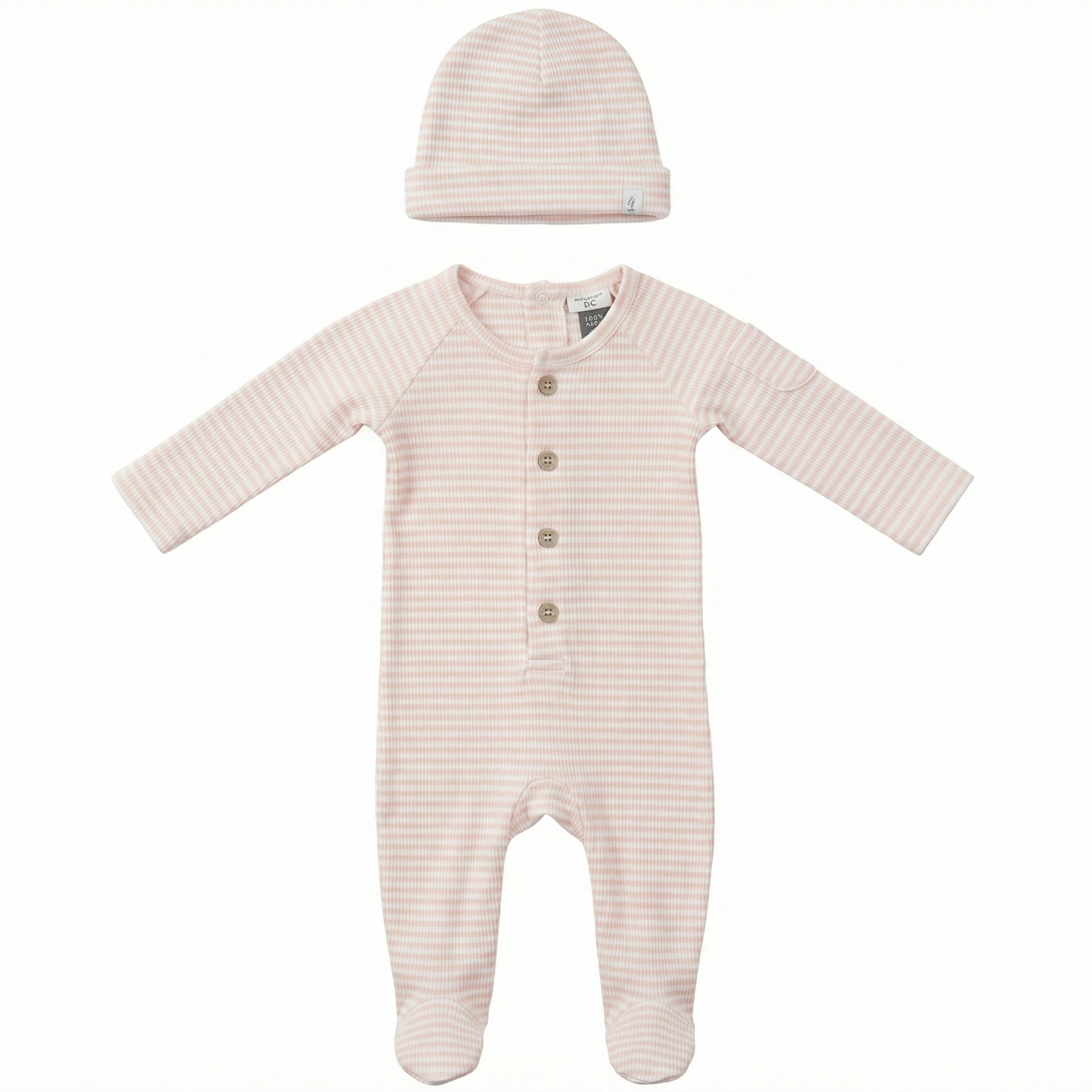 Baby Stripe Rib Romper Set