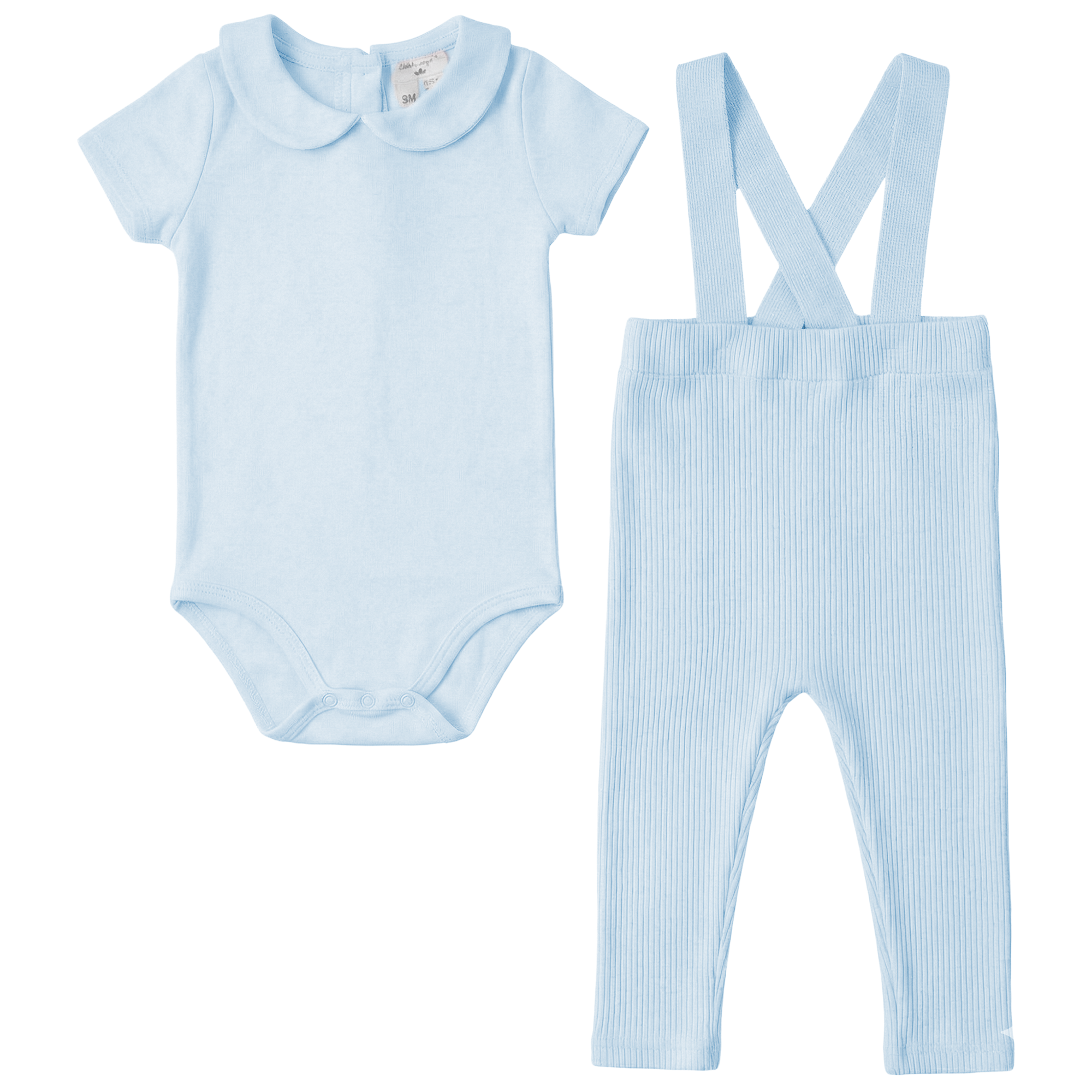 Baby High Waist Overall Rib Knit Set