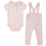 Baby High Waist Overall Rib Knit Set