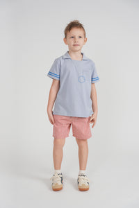 Boys Top With Stripes At Sleeves