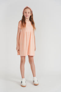 Girls Dress With Stripes Trim