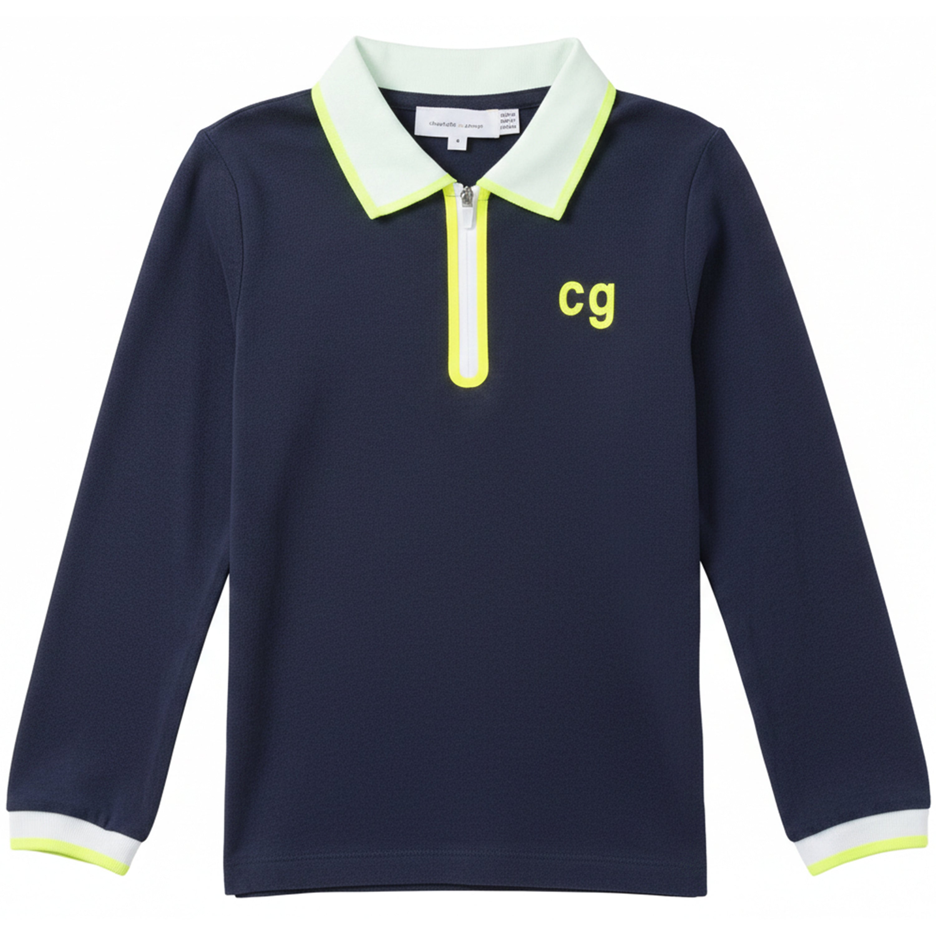 Long Sleeves Polo Top With Contrast Trim
