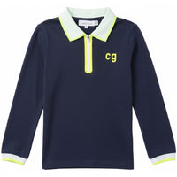 Long Sleeves Polo Top With Contrast Trim