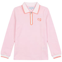 Long Sleeves Polo Top With Contrast Trim