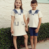 Boys Sailor Collar Printed T Shirt