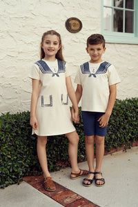 Boys Sailor Collar Printed T Shirt