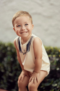 Boys Sailor Collar Printed Baby Bubble