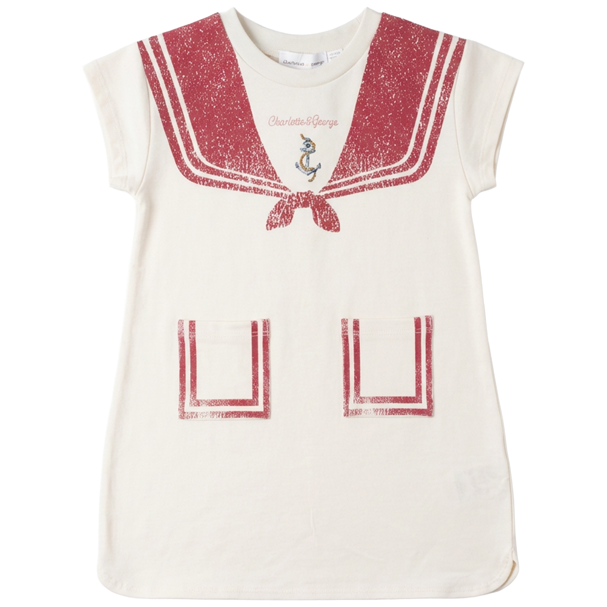 Girls Sailor Collar Printed A Line Dress