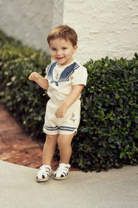 Boys Sailor Collar Printed Short Set