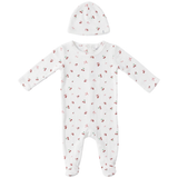Baby Cherry And Bow Print Pointelle Footie