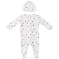 Baby Cherry And Bow Print Pointelle Footie