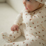 Baby Cherry And Bow Print Pointelle Footie