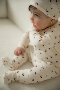 Baby Cherry And Bow Print Pointelle Footie