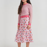 Girls Rose Print Set With Knitted Top
