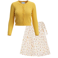 Girls 2 PCS Set With Pointelle Cardigan