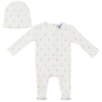 Baby Sail Boat Print Onesie and Hat