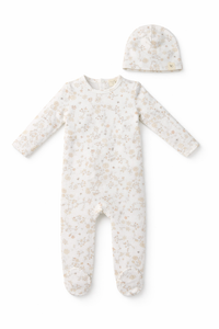 Baby All Over Floral Print Onesie With Hat
