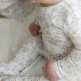 Baby All Over Floral and Mushroom Print Onesie With Hat