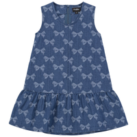 Girls Bow Printed Denim Jumper