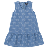 Girls Bow Printed Denim Jumper