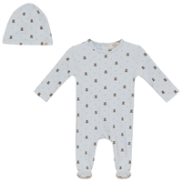 Baby Cotton Spandex Rib Bear Print Layette