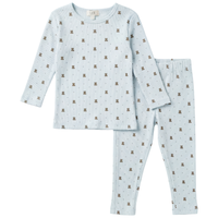 Boys Cotton Spandex Rib Bear Print 2 PC