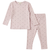 Girls Cotton Spandex Rib Bow Print 2 PC