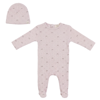 Baby Cotton Spandex Rib Bow Print Layette
