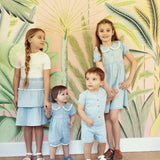 Girls Denim Cotton Eyelet Dress