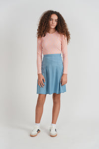 Girls Denim Pleated Skirt