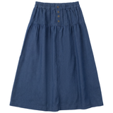 Girls Front Buttons Denim Midi Skirt