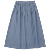 Girls Front Buttons Denim Midi Skirt