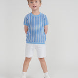 Basket Weave Short Sleeve Knit Sweater