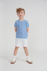 Basket Weave Short Sleeve Knit Sweater
