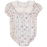 Girls Floral Printed Baby Bubble With Embroider On The Collar