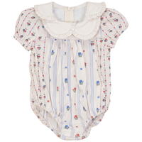 Girls Floral Printed Baby Bubble With Embroider On The Collar