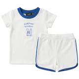Cotton Spandex Boys Surfing Sunday 2 PC Set