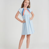 Girls Multi Color Stripes Print Dress