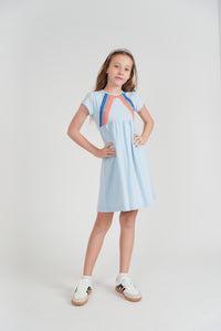 Girls Multi Color Stripes Print Dress