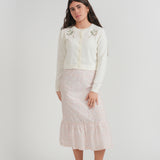 Girls Knit Cardi And Bow Floral Skirt Set